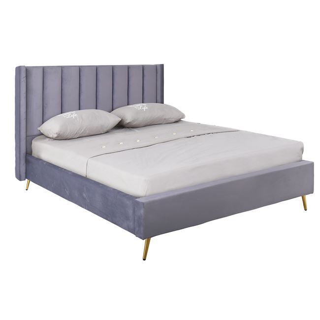 PASSION Κρεβάτι για Στρώμα 160x200cm, Ύφασμα Velure Απόχρωση Γκρι