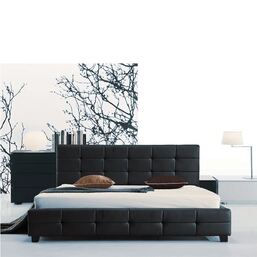 Κρεβάτι FIDEL για στρώμα 160x200cm, PU Απόχρωση Μαύρο