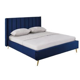 PASSION Κρεβάτι Διπλό για Στρώμα 160x200cm, Ύφασμα Velure Απόχρωση Μπλε