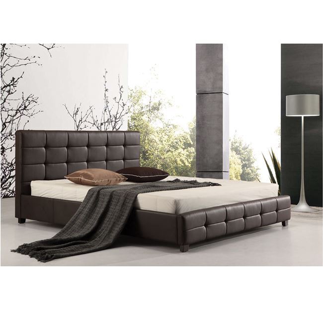 Κρεβάτι FIDEL για στρώμα 160x200cm, PU Σκούρο Καφέ