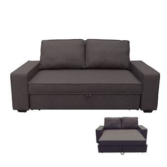 ALISON Καναπές - Κρεβάτι, Pu-Nabuk Σκούρο Καφέ 176x102x91cm