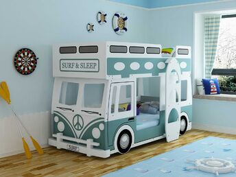 Παιδικό Κρεβάτι Αυτοκίνητο Κουκετα Campervan White & Green OEM